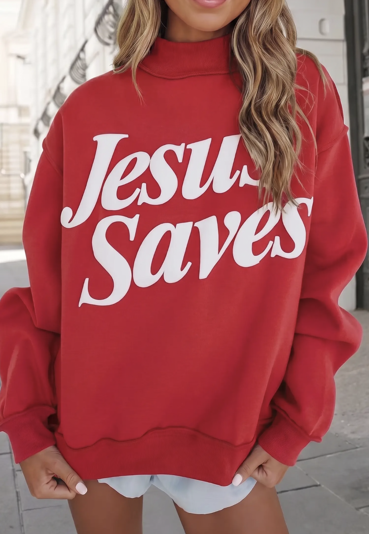 PREORDER- Jesus Saves Printed Mockneck S-XL