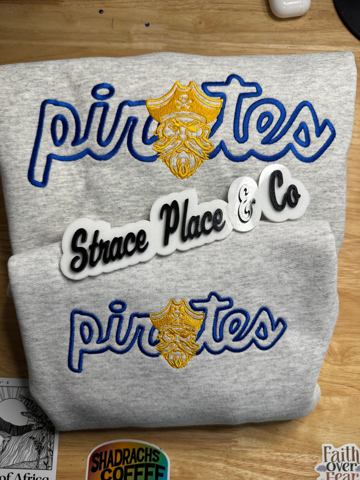 Gosnell Pirates Embroidered Varsity Script Mascot Crewneck
