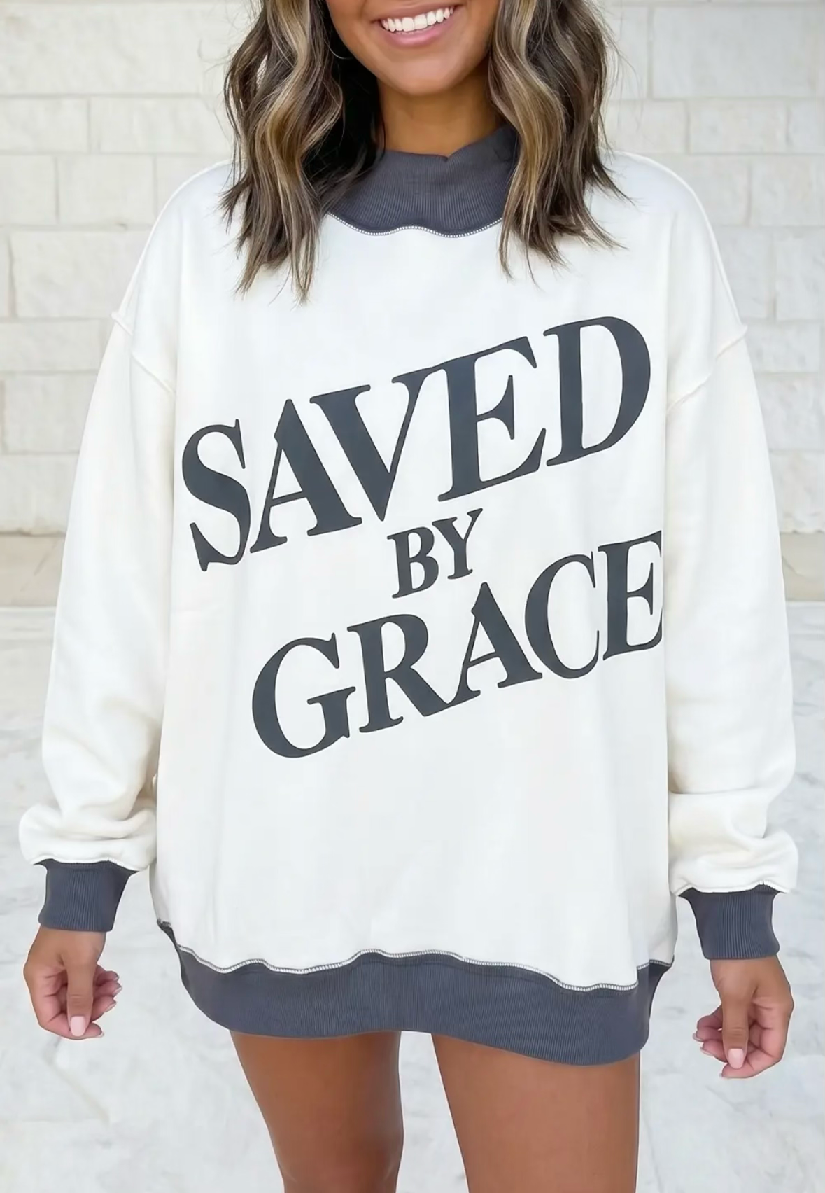 PREORDER- Saved By Grace Mockneck S-XL