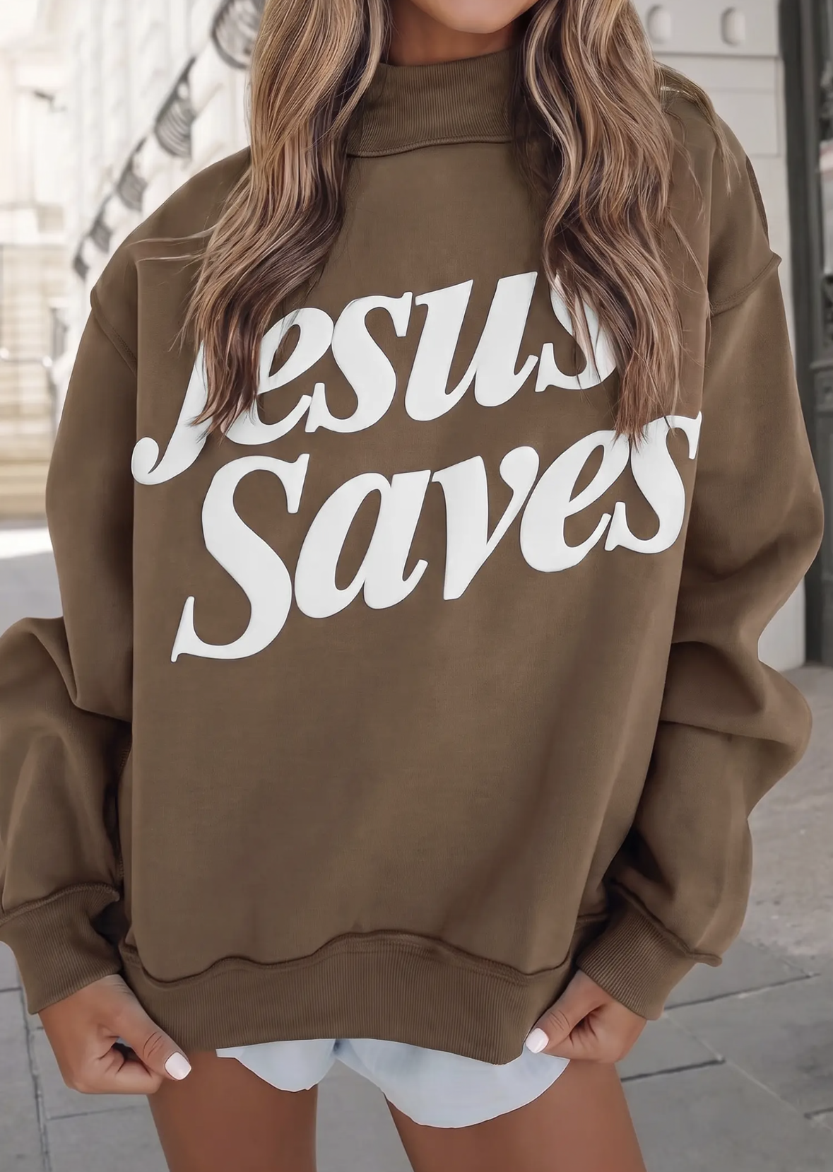 PREORDER- Jesus Saves Printed Mockneck S-XL